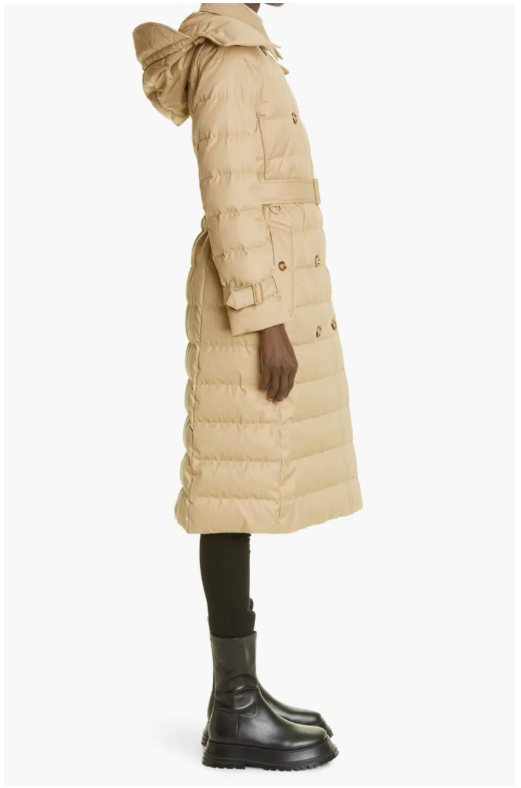 BURBERRY ASHWICK DOUBLE BREASTED QUILTED DOWN REMOVABLE HOOD