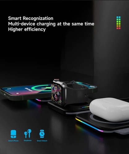 Dock Station Housse Anneau iPhone Magsafe Magnet Charge Sans fil Wireless Wallet - Picture 29 of 59