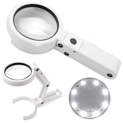 5X 11X 8 LED Light Magnifying Glass Magnifier Foldable Stand Table Reading Write - Picture 1 of 12