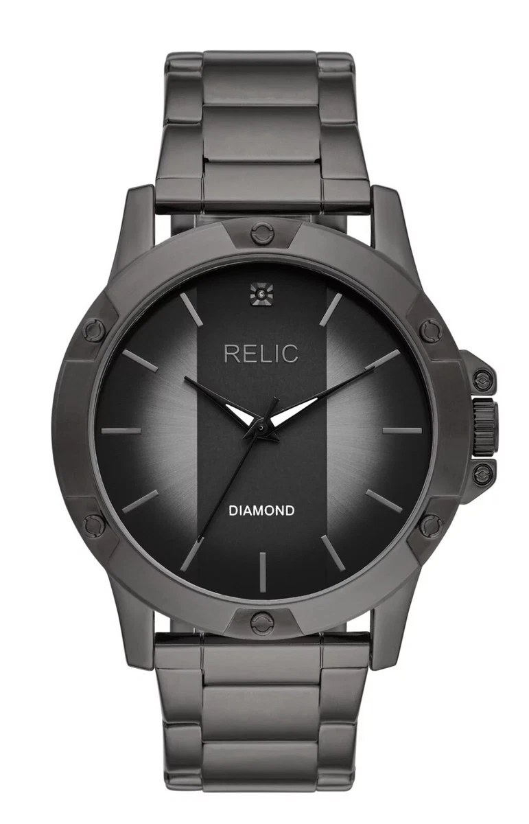 Black fossil watch with diamond outlet
