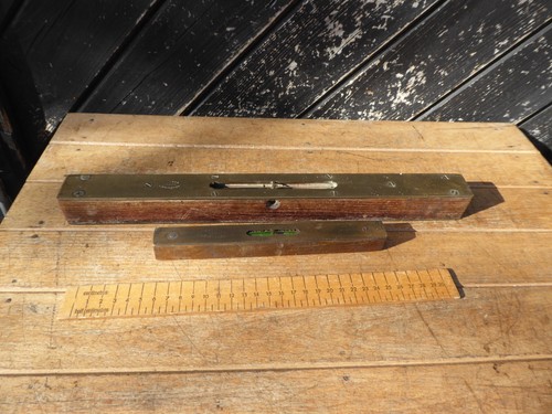 Antique WW1 period /|\ Alfred Harper Wood + Brass 15 in.Spirit Level +other (M - Picture 2 of 24