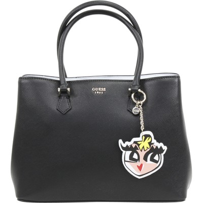 Guess Women's Pin Up Pop Pebbled Black Shopper Tote Handbag