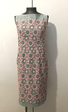 Prada LadiesDress Green And Pink Lace Embroidery Boat Neck Size : 46 Silk/Cotton