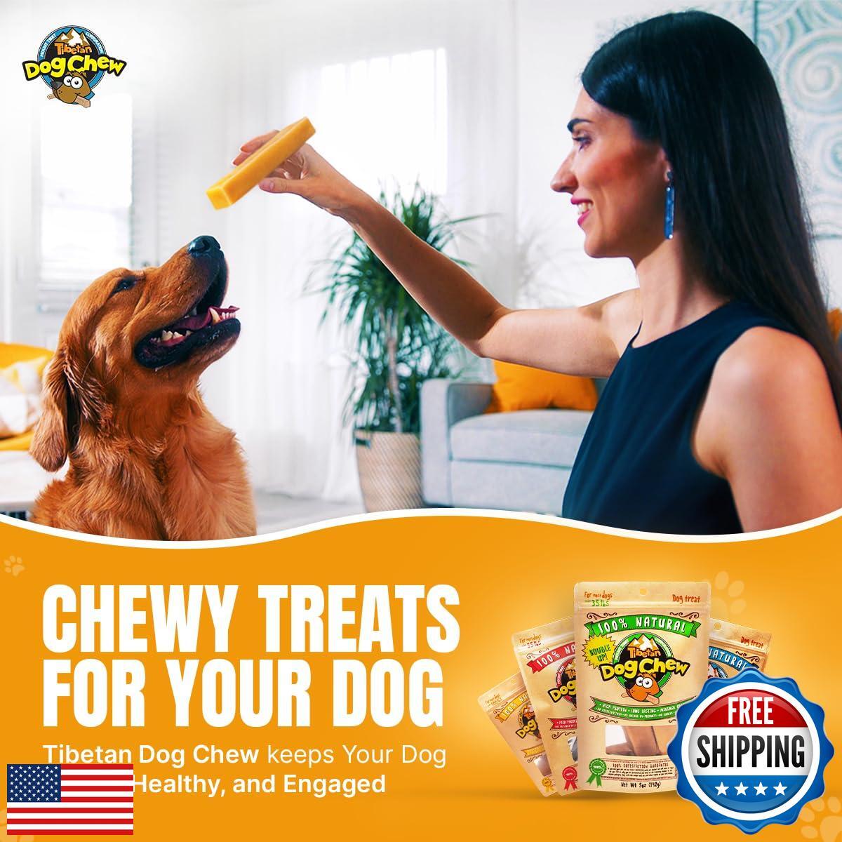 Tibetan Yak Cheese Dog Chew Sticks (2 Medium Chews) - Natural, Handmade, Long