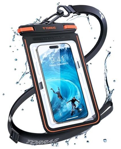IPX8 Waterproof Pouch for 7 Inch Phones with Floating Black Design