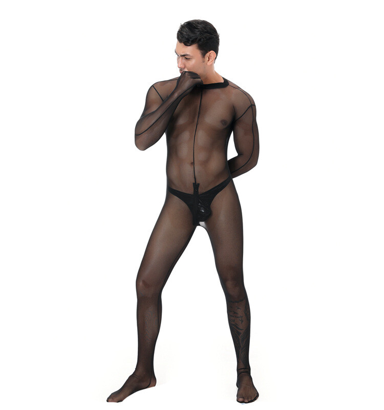Mens Sexy See-Through Tights Full Body Lingerie Bodystocking Pantyhose