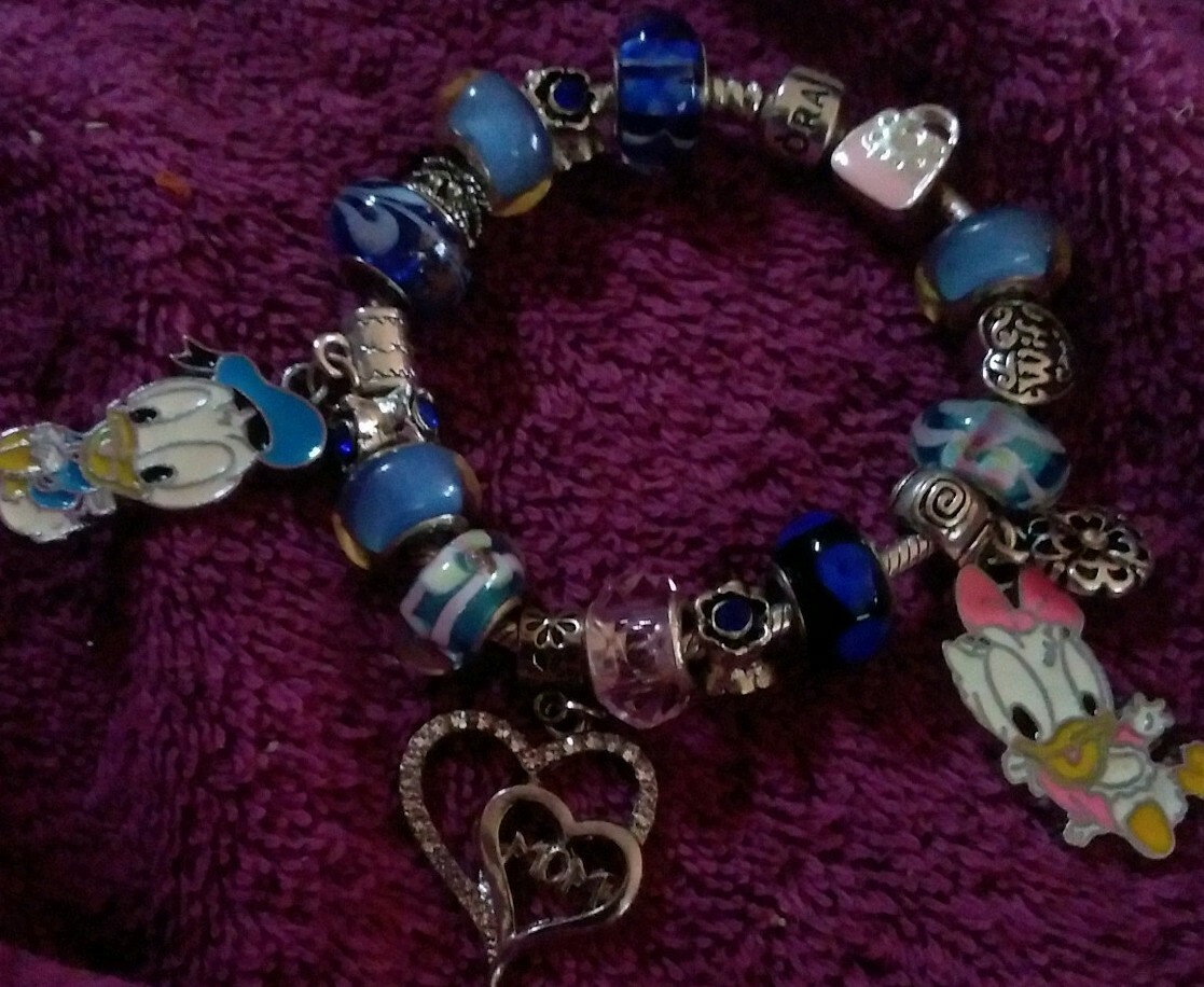 AUTHENTIC PANDORA BARREL Charm Bracelet w/4European MOM DISNEY
