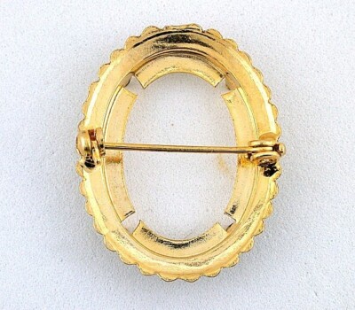 Monture Pour Broche Cabochon Dentelle 25x18 Mm Plaqué Or - Neuf Sans Emballage, Création Bijoux