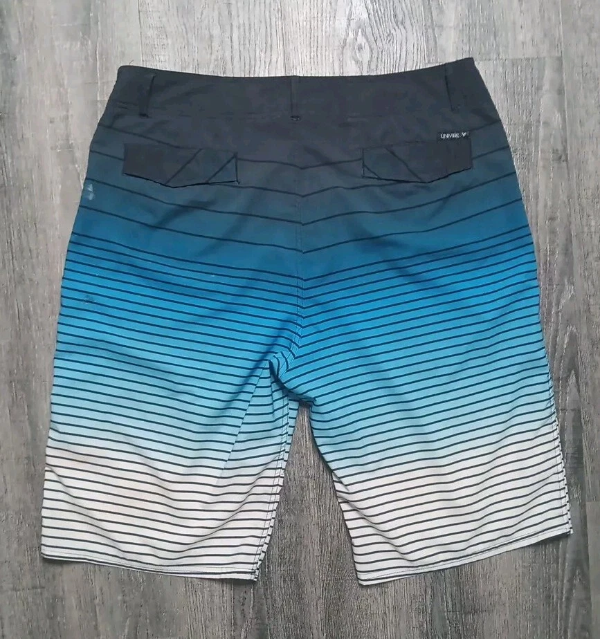 Univibe Shorts Mens 36 Blue White Striped Beach Outdoor Classic Comfort - Image 2 of 4