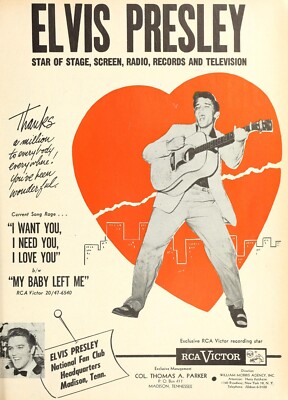 Elvis Presley I Want You I Need You - Record Ad from 1956 - Ad Image Reprint