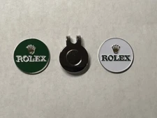 (2) Rare ROLEX 1" Flat Coin Style Golf Markers With BONUS Hat Clip - A Beauty! 