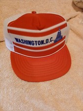 Vintage Washington DC Snapback Hat Trucker Cap Mesh Adjustable Red White 1991