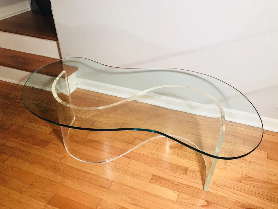¿Charles Hollis vintage? Mesa de Centro Lucite S Diseño Onda Serpiente MCM Foto 2 de 4