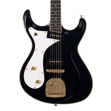 Eastwood Guitars Sidejack Baritone Dlx Black Left-handed Mosrite-inspired Offset