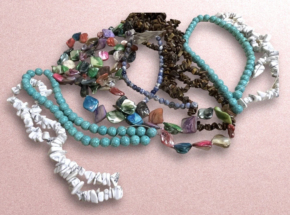 Большой лот товаров для изготовления ювелирных изделий бусины пряди драгоценные камни хоулит кошачий глаз швабра - Изображение 2 из 4