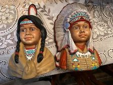 Vintage 1982 Byron Molds Bust Statues -  Future Chief And Wife