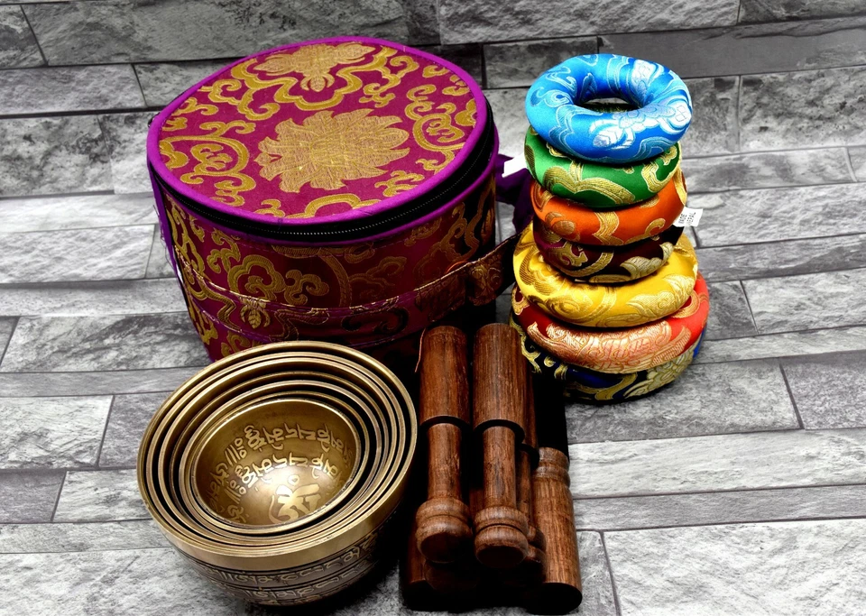 Singing Bowl Set of 7-Tibetan Chakra Healing Bowl Bowl Set-Full Mantra Bowl Set - Image 2 of 4