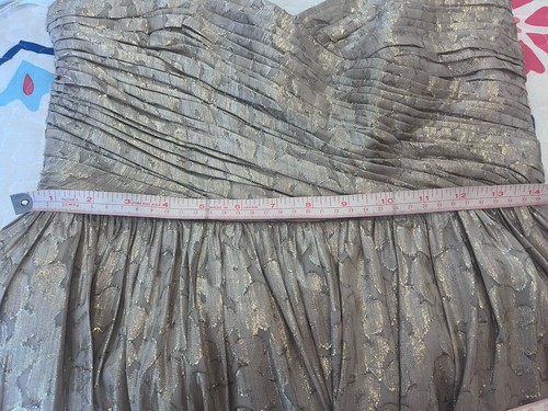 Sushanna, Size 6, Beige With Metallic Silver Accents Strapless Dress - Picture 9 of 13