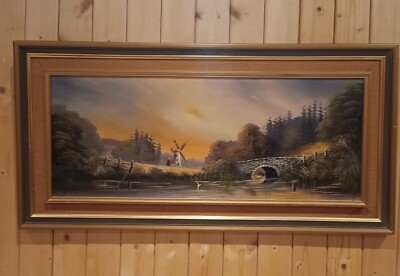 Original Öl auf Karton von Michal Kerris Gemälde Landschaft Windmühle, Cornwall 