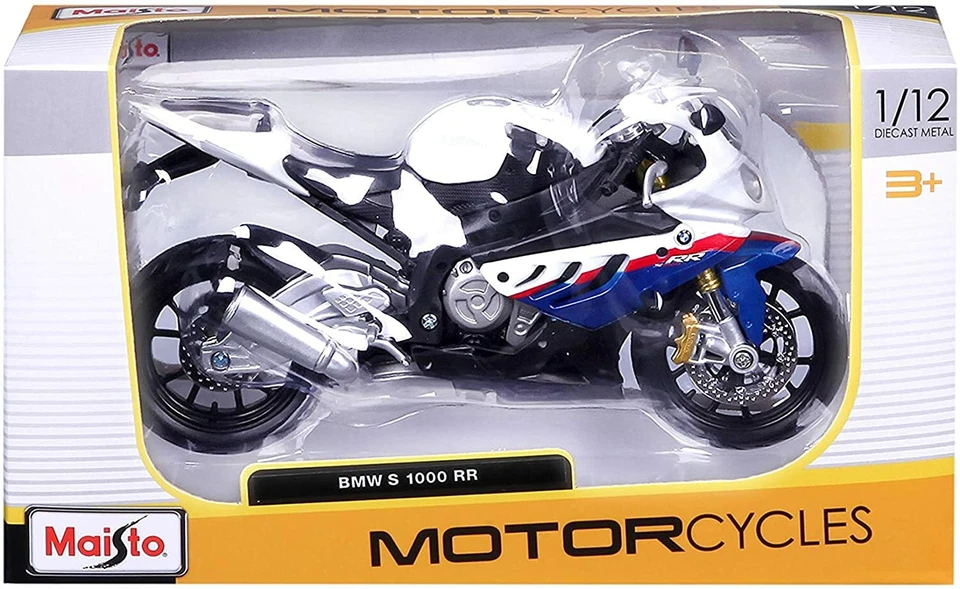 Maisto - Modellmotorrad BMW S 1000 RR (weiß-blau, Maßstab 1:12) Modell Miniatur - Bild 4 von 4