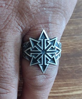 Chaos symbol ring Chaos 8 pointed star pewter ring sizes 7 to 14 RL158 ...