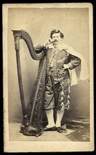 Rare Original 1860s CDV Photo Philadelphia HARP Virtuoso Musician Music Int