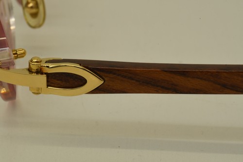 Authentic Cartier Sunglasses Vintage 19 135b Bubinga Wood Rimless GP Frames - Picture 11 of 13