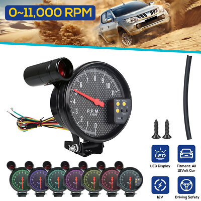 #ad Universal Car Tachometer Gauge 7 Colors Backlit 0 11000 RPM w LED Shift Light 5quot; $34.48