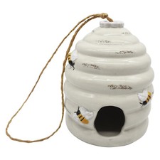 White Ceramic Honey Pot Bird House, Outdoor Ceramic Birdhouse