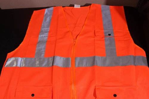 Pretra Men's ANSI ISEA 107 Classic Orange Safety Vest Size 4X with 3 Pockets - product listing photo