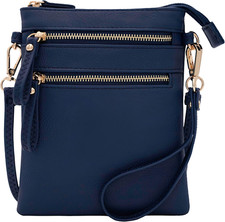 Small Crossbody Bag for Women, Multi Zip Pockets with Detachable Wristlet, Light
