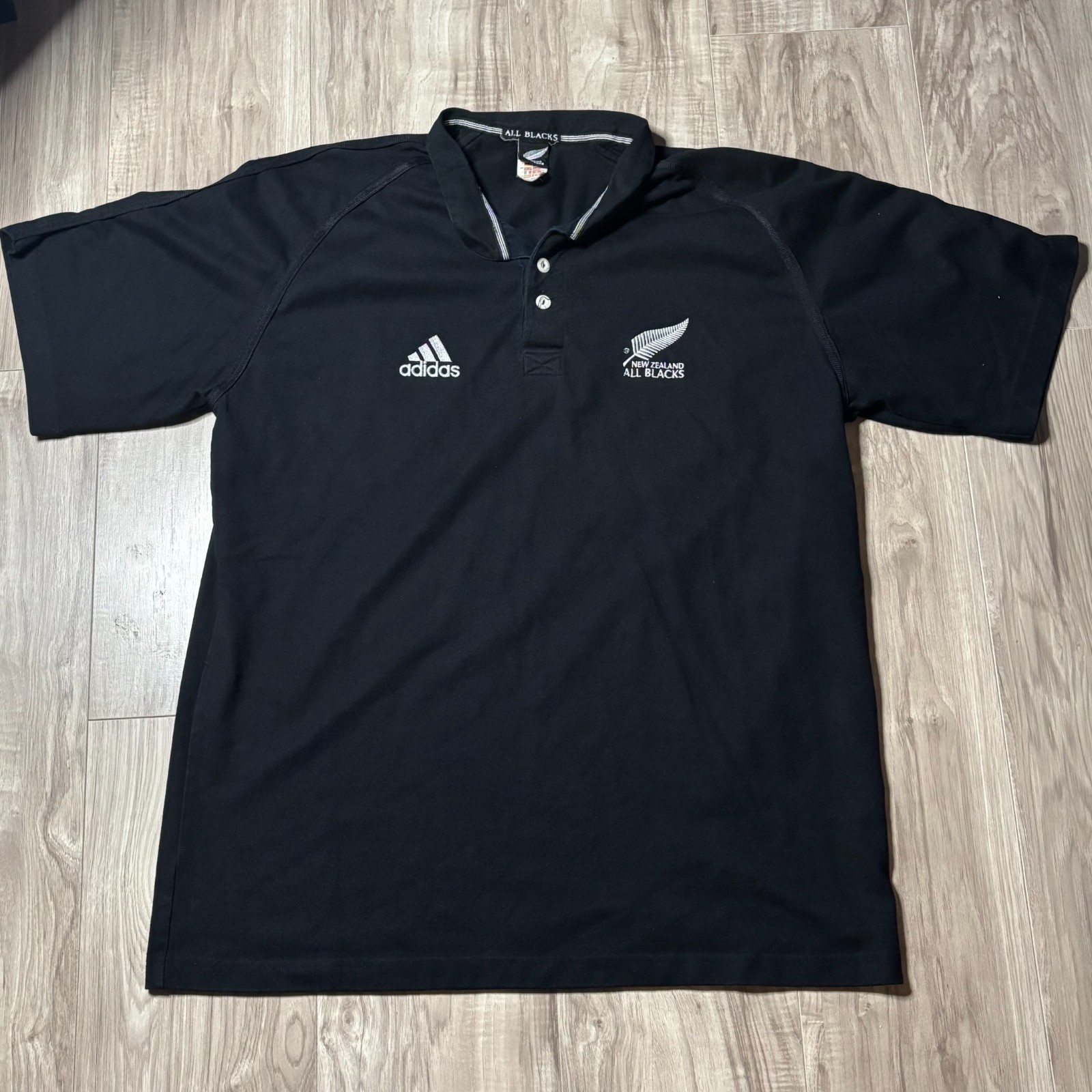 Adidas New Zealand All Blacks Rugby Jersey V-Neck Short Sleeve Black Mens Xl
