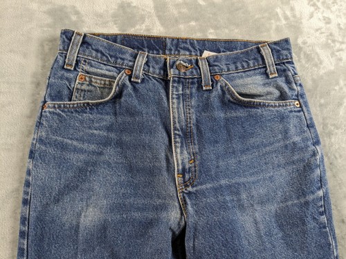 Vintage Levis 517 Herrenjeans 30 x 28 blau Bootcut orangefarbenes Etikett 90er verblasst hergestellt in den USA LESEN - Bild 15 von 21