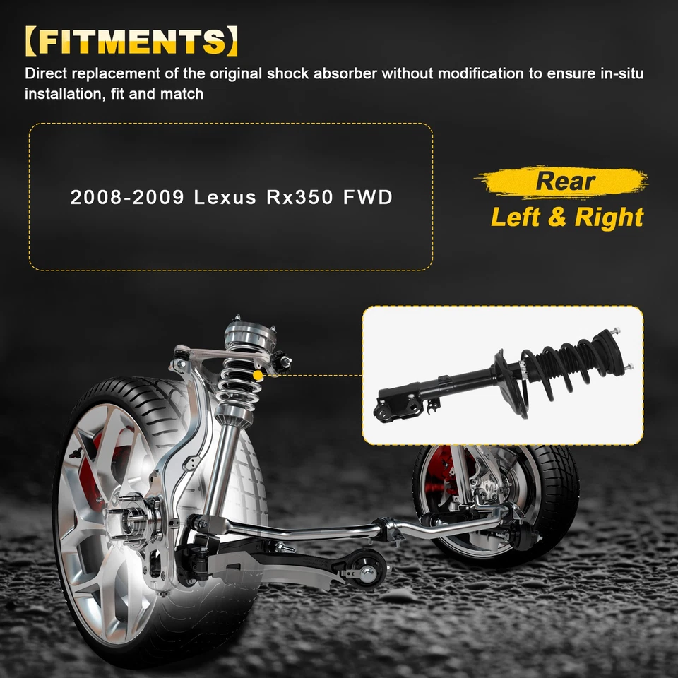 For 2008-2009 Lexus Rx350 FWD Rear Complete Struts Shock Absorber W/ Springs x2 - Image 4 of 4