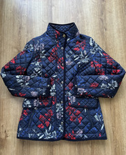 Joules Newdale Floral Quilted Ladies Jacket Size 10 - Navy Red & White