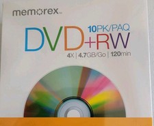Memorex DVD RW 10 Pack Blank Discs Jewel Cases 4X 4 7GB 120 Min ReWritable New