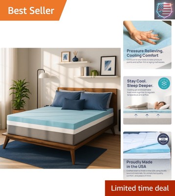 Cooling Gel Memory Foam Topper 2 Inch - Full Size with 30-Night Trial - USA Made