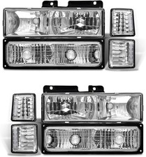 94-98 Chevy Suburban Headlight Assembly Chrome Pair