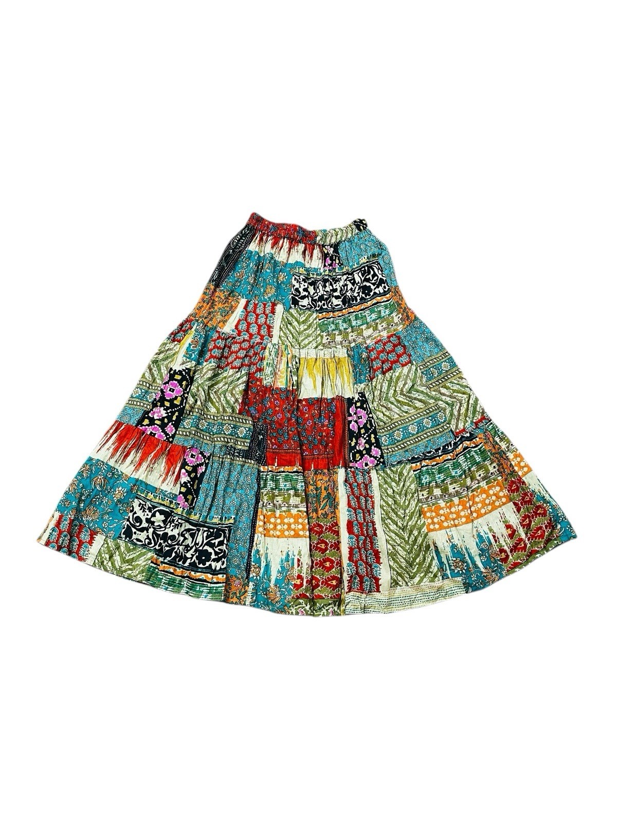 Catalog Classics Tiered Patchwork Maxi Skirt Cott… - image 6