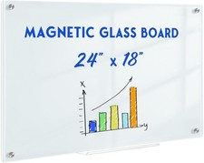 Fast US Shipping Magnetic Glass Whiteboard, 24" x 18", Frameless Wall Mount
