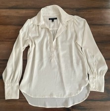 NWT Banana Republic Shirt Women's Ivory Button Collared Long-sleeves Size XXS