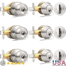 Entry Door Knob Single Cylinder Deadbolt Keyed Alike Security Lock Set New
