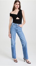 NWT ASTR The Label Montrose Black Off-the-Shoulder Cutout Bodysuit, Size L