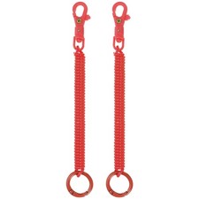 2pcs Retractable Coil Spring Keychain with Lobster Clasp Keyring 17.5cm Red