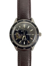 SEIKO Automatic Watch Analog Leather BLK BRW SS 4R39 00Z0