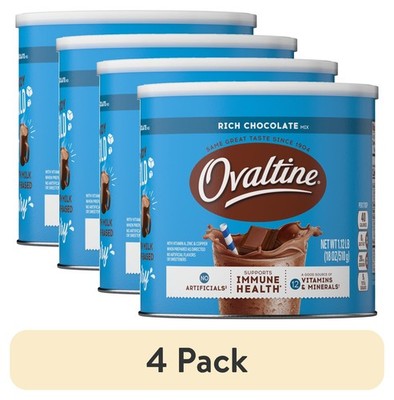 (4 pack) Ovaltine Rich Chocolate Powdered Stir In Drink Mix for Hot and Cold