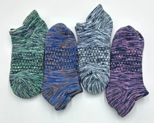 4 Pairs Women's Honeycomb Camouflage Ankle Socks 4 Colors Mix Size Med BOMBAS