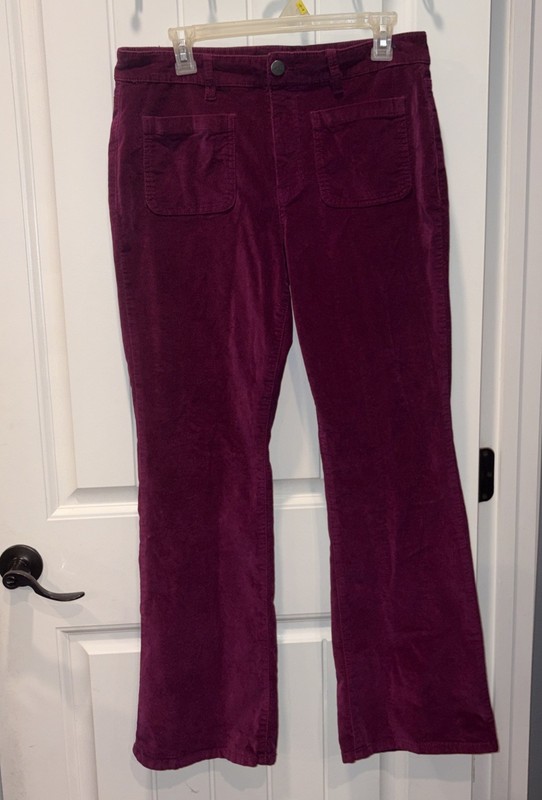 Jones & Co New York Velvet Violet Flared Leg Pants Mid Rise Size 12 Y2K