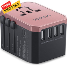 EPICKA Universal Travel Adapter, European 12.1 cubic inches, Rose Gold 