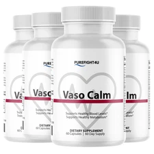Vaso Calm Healthy Blood Sugar Levels Support Supplement - VasoCalm - 4 Bottles